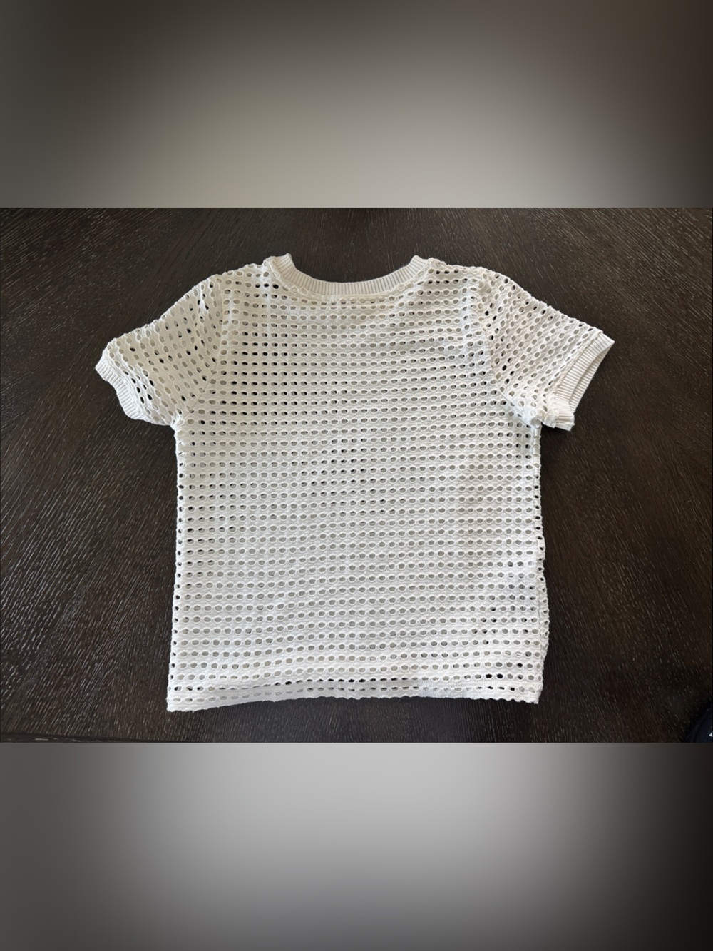 Mango White Open-Knit crochet style Short Sleeve Tee top - Picture 5 of 5